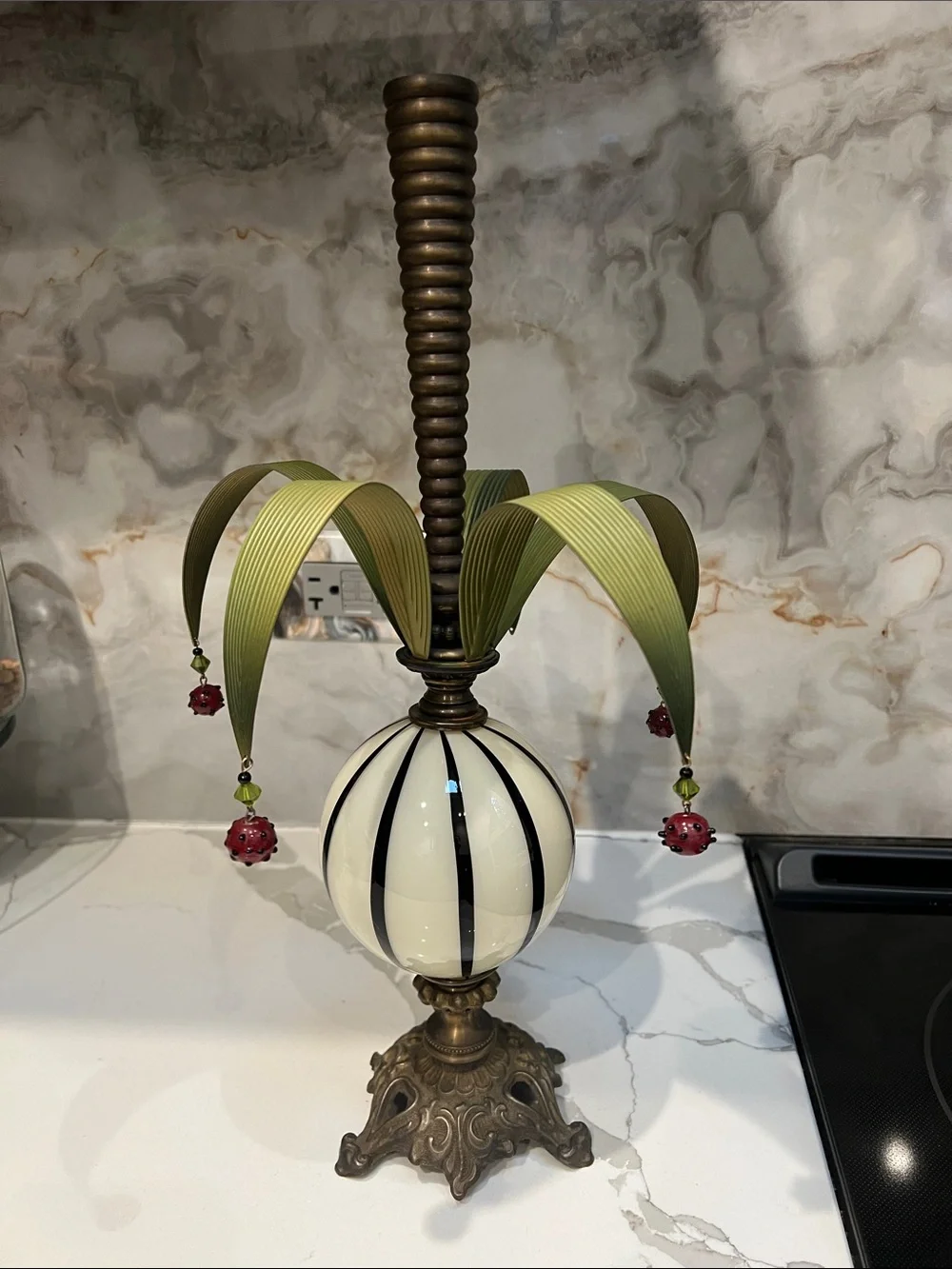 Mollie Woods Harlequin Blown Glass & Metal Candle Stick